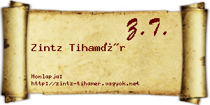 Zintz Tihamér névjegykártya
